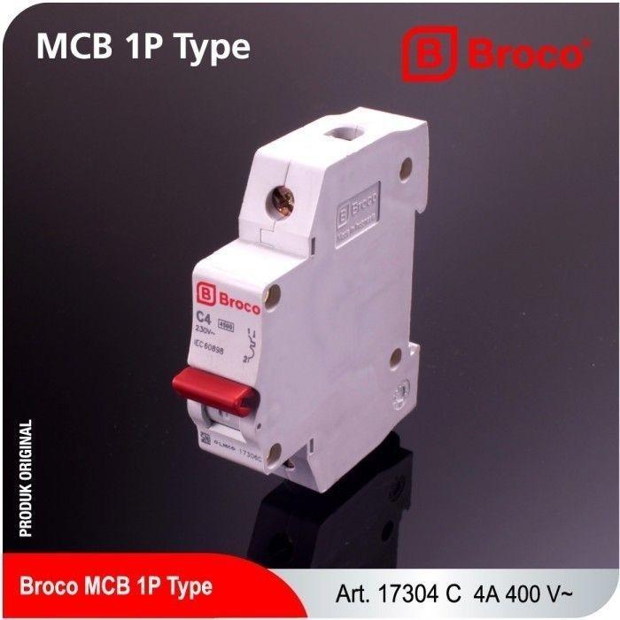 Termurah Mcb Broco 1 Phase 4A 17304C / Mcb Broco 1 Phase 4 Ampere