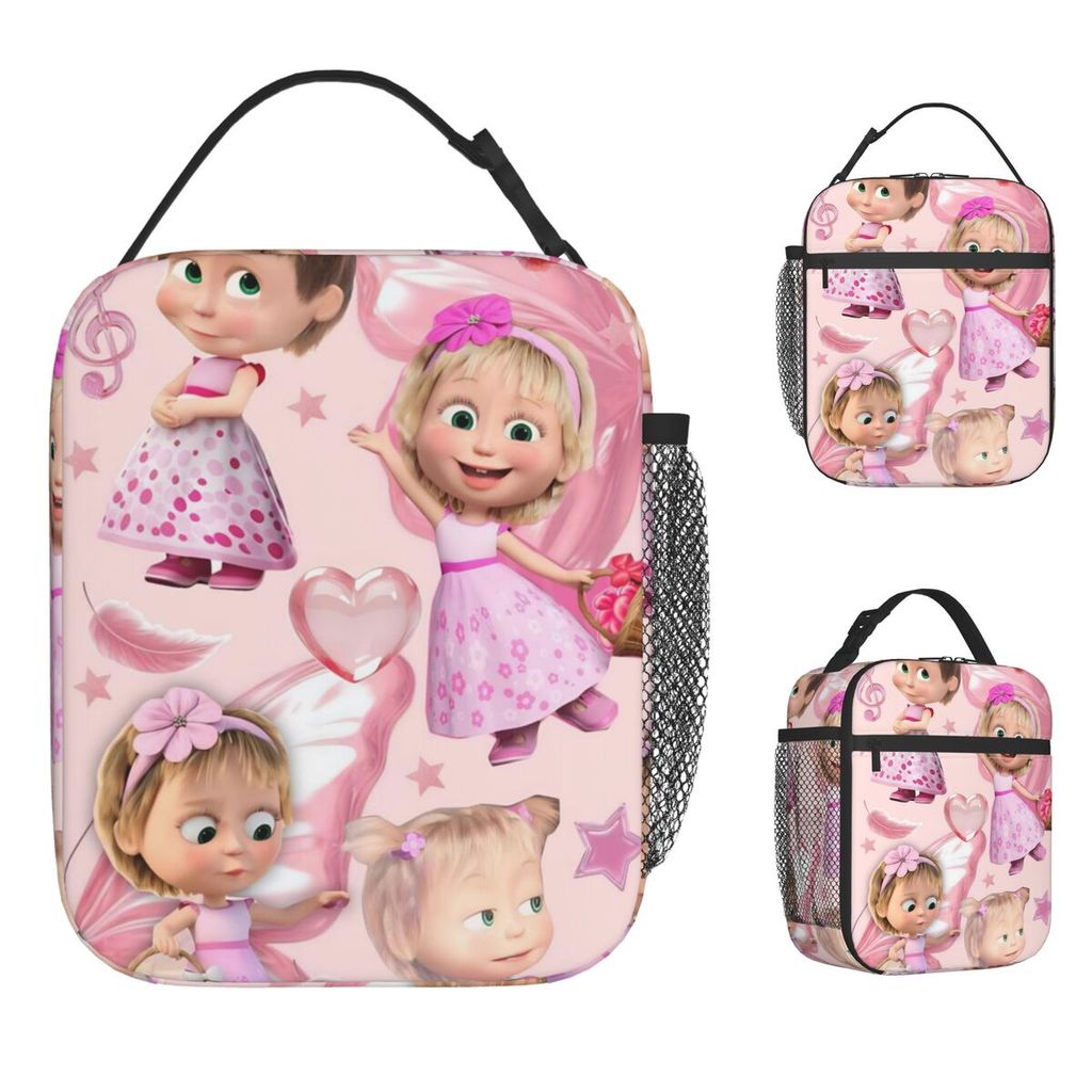 M-Masha And The Bears Lunch Bag Funny Lunch Box For Adult School Convenient Cooler Bag Waterproof