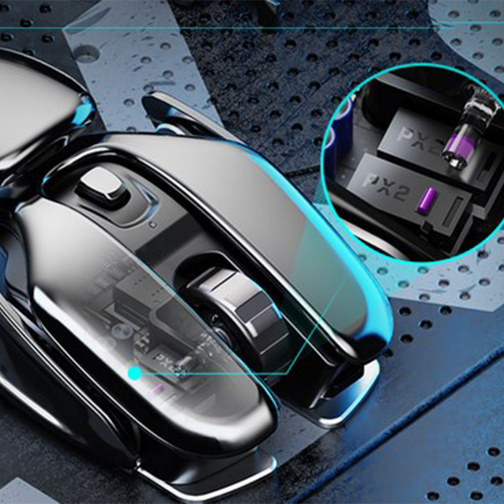 PX2 Metal 2.4G Rechargeable Wireless Mute 1600DPI Dual Mode Mouse 6 Buttons for Mac PC Laptop