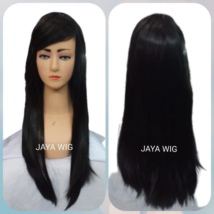 Wig Rambut Palsu Wanita Lurus Panjang Poni Samping / Wig Panjang