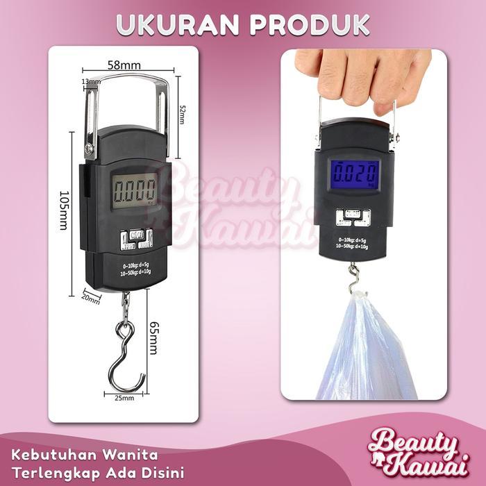 Timbangan Digital Serbaguna 50Kg Besi Gantung Bagasi Koper Portable Led Kiloan Beras Ikan Terlaris