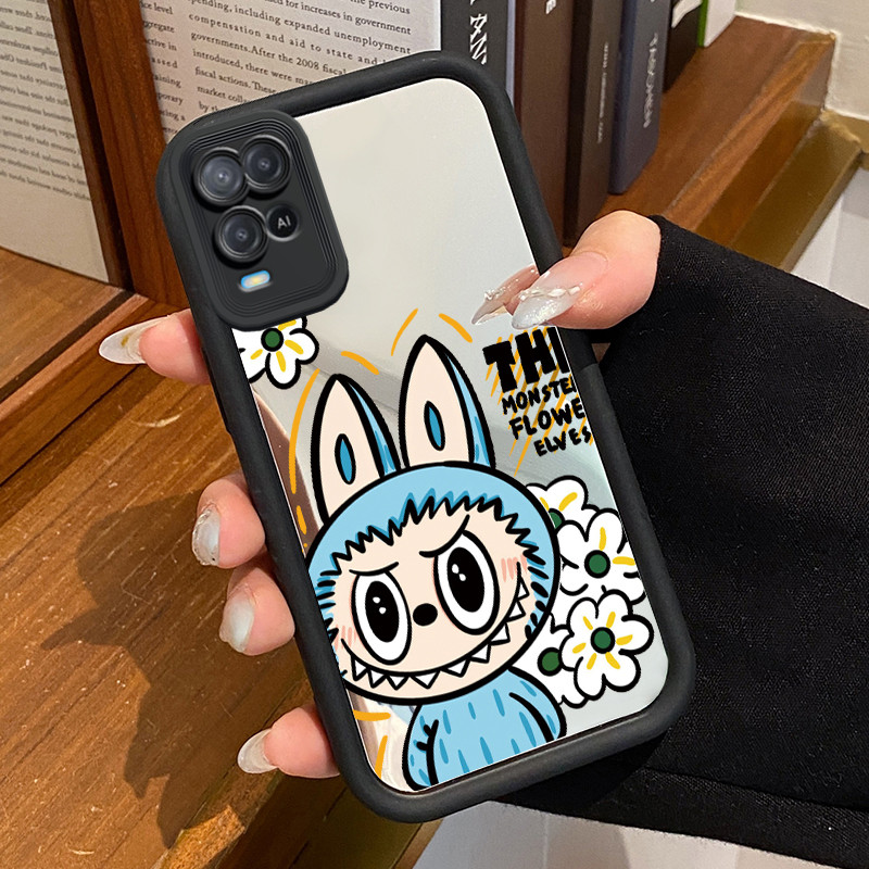 Casing Hp OPPO A54 Case Boneka yang lucu dan bunga  Mirror Kasing silikon cocok pria dan wanita Cesi