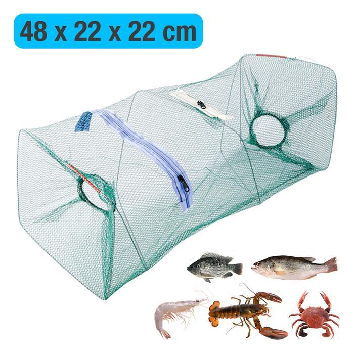 Bubu Jaring Perangkap 2 Lubang 48x22x22 cm Jebakan Ikan Udang Kepiting Lobster Model Kotak Lipat
