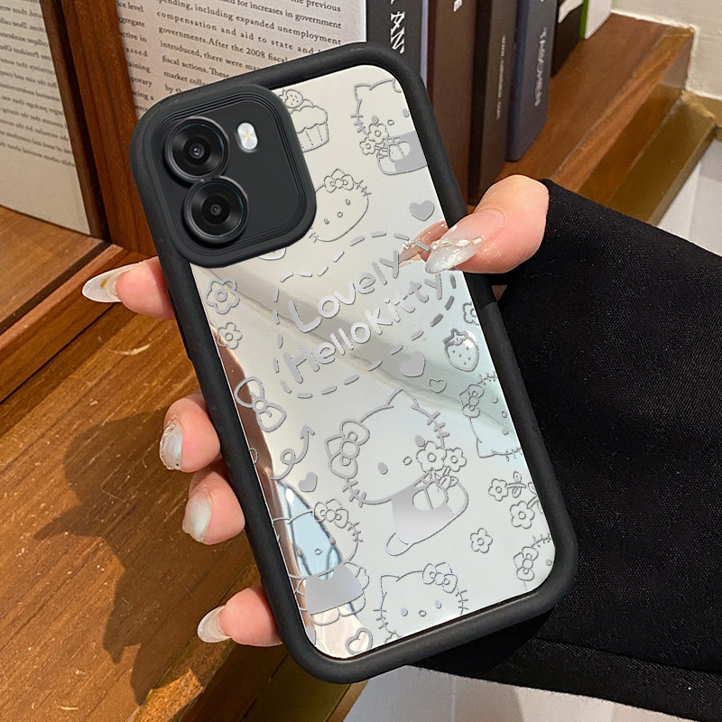 Casing Hp Untuk OPPO A6 5G A6X 4G A6X 5G A6 Pro 4G A6 Pro 5G Case Cat Kitty laser perak Mirror Kasin