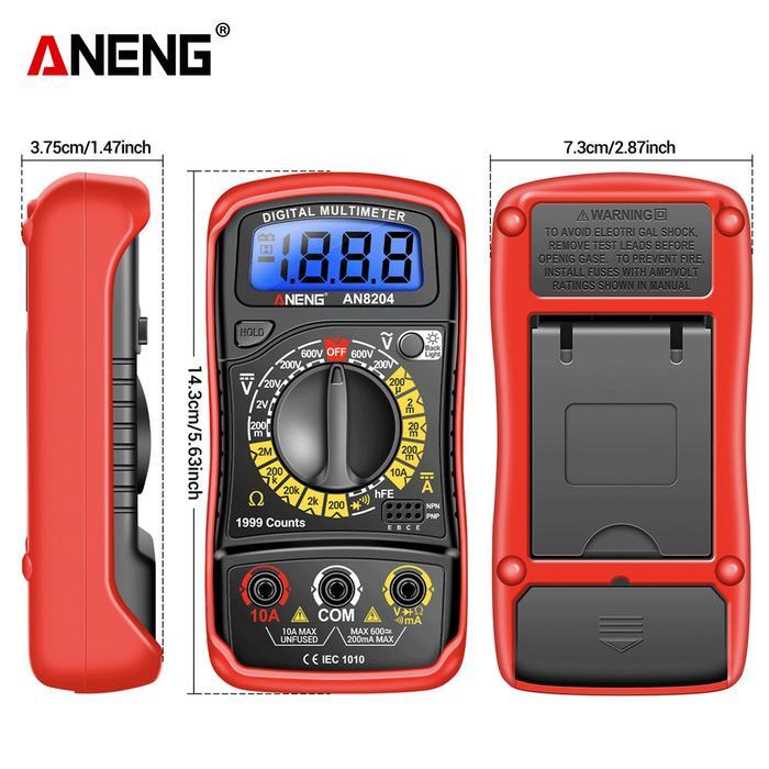 Promo Aneng An8204 Digital Multitester Voltage Tester Hfe Triode Lcd Backlight Bazzer Original