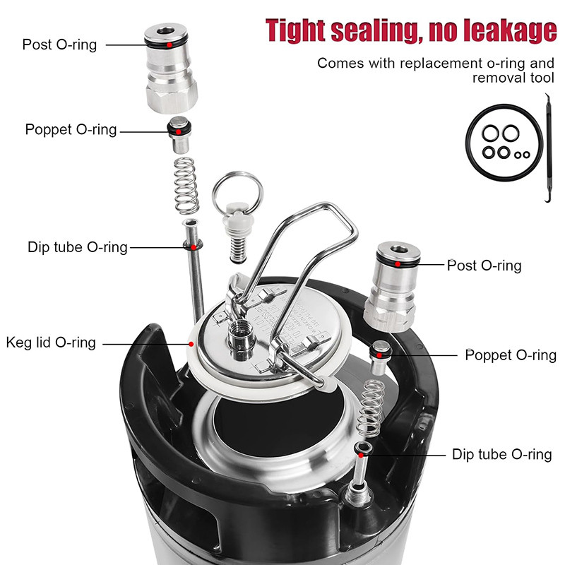 5 Gallon/19L Stainless Steel Corny Keg, Home Brewing Beer Keg with Ball Lock Post, Cornelius Style