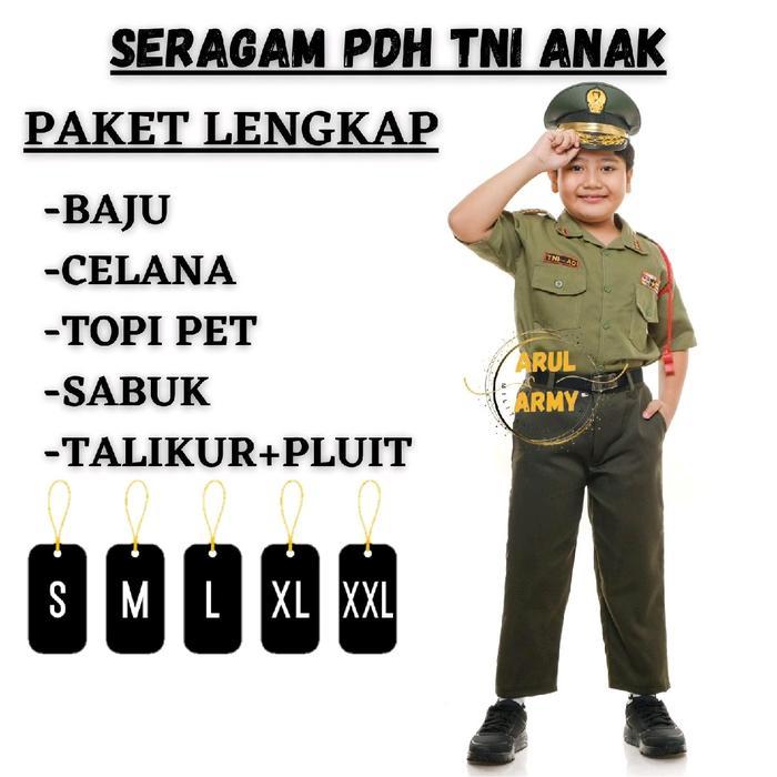 BAJU SERAGAM PDH TNI ANAK SERAGAM SEKOLAH TK PAUD PDH TNI AD AU AL ANAK SETELAN TNI ANAK BAJU TNI