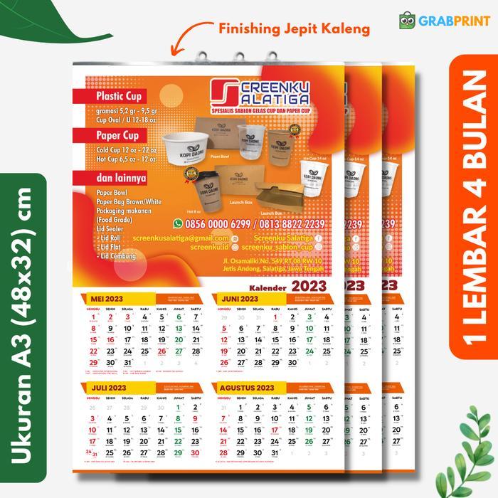 "New" Kalender Dinding 2026 Custom 3 Lembar Jumbo Cetak Murah Gratis Desain