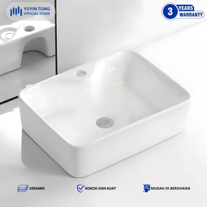 Wastafel Set Keramik Washtafel Kotak Minimalis Tempat Cuci Tangan