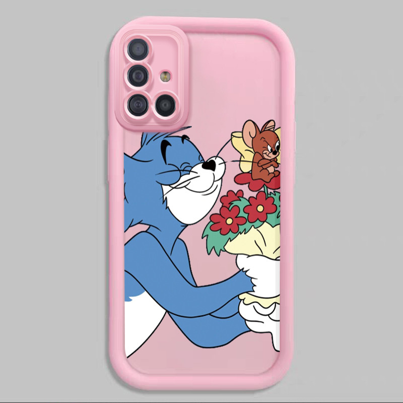 Casing Hp untuk Samsung Galaxy A51 M40s Case Casing HP couple Kucing dan tikus kartun Kasing silikon
