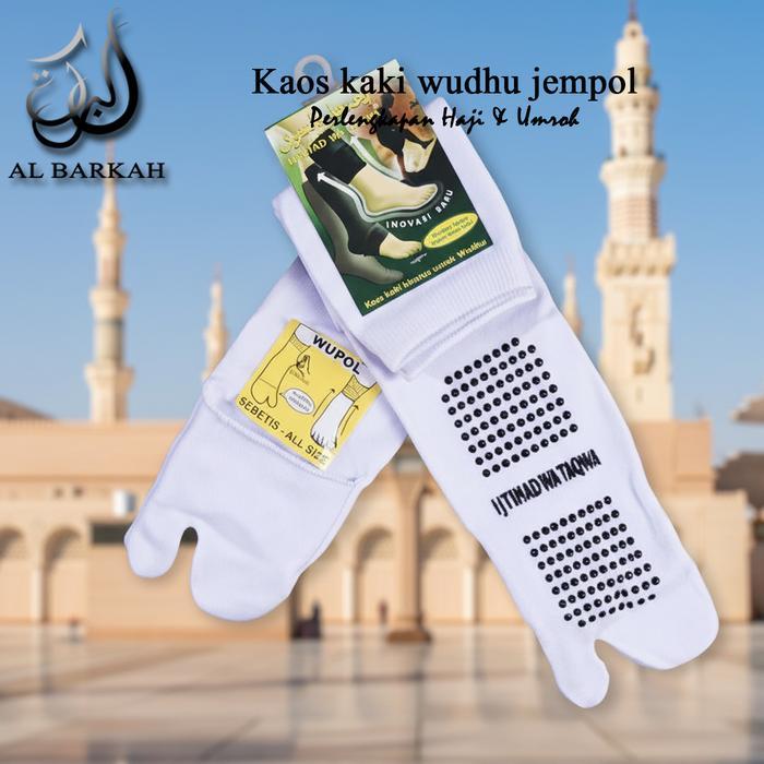 Al Barkah Kaos Kaki Wudhu Jempol Anti Slip Ijtihad Wanita Dewasa Motif Hitam Putih Cream