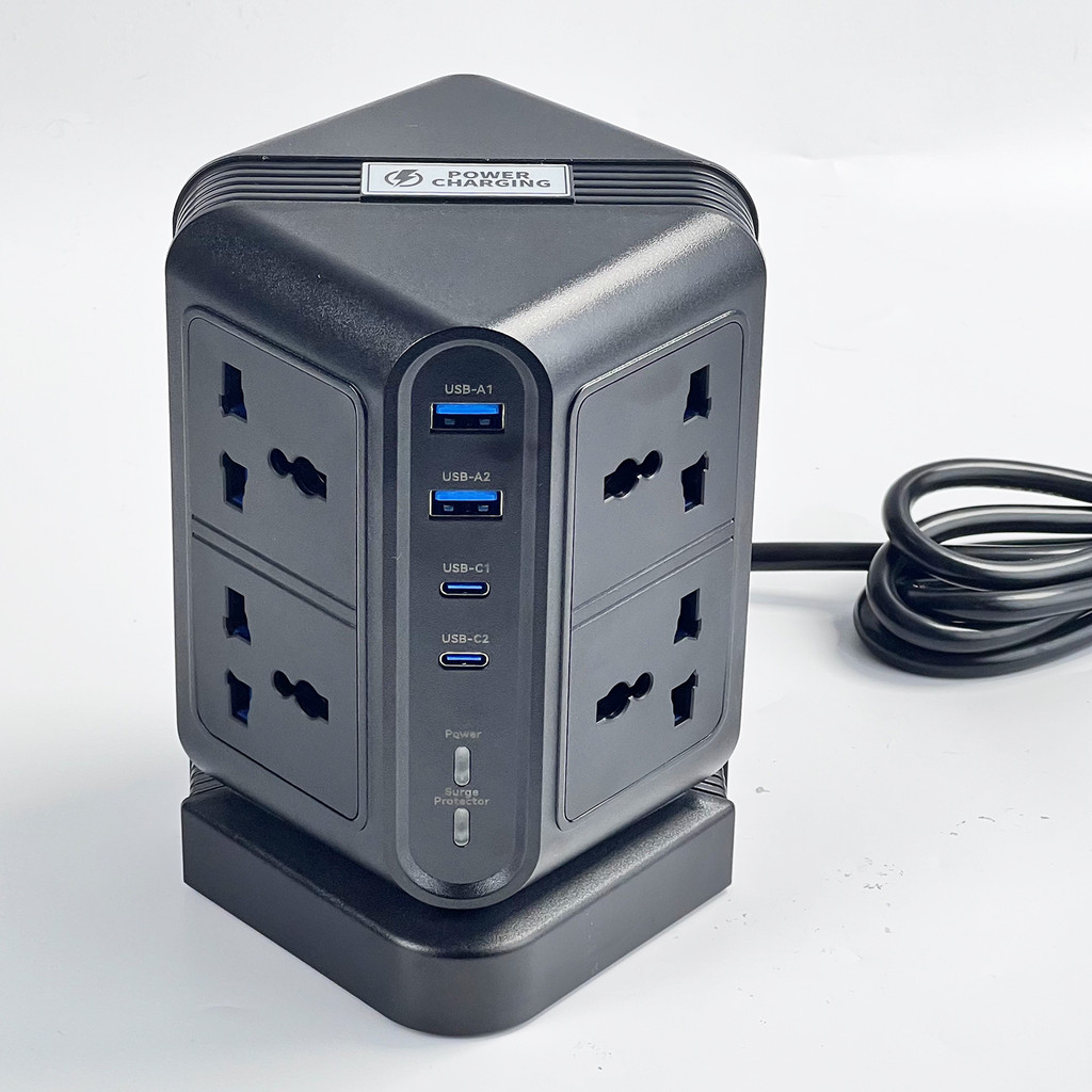 Universal /US/UK Power Outlet Tower Power Strip Surge Protector Vertical Multi Sockets with 30W