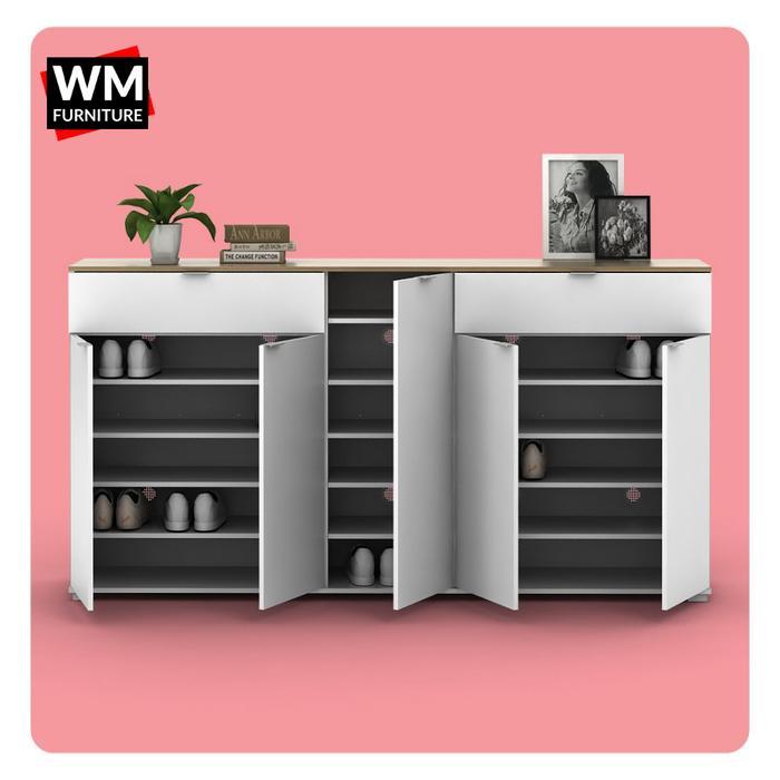 Rak Sepatu Minimalis Lemari Sepatu Kayu Kotak Sepatu Susun LA03