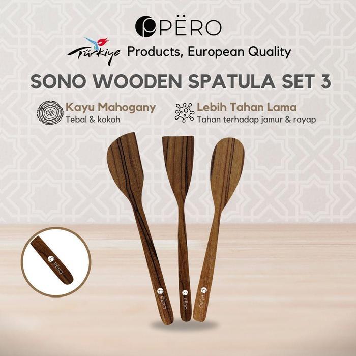 [MAK SAN] Pero Sono Wooden Spatula Set 3 / Set Spatula Kayu