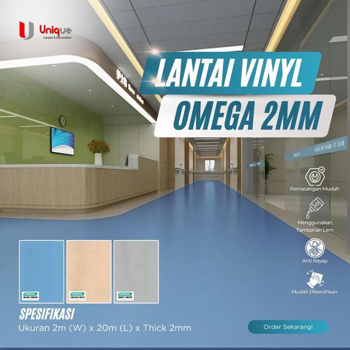 Lantai Vinyl Omega 2mm / Lantai Vinyl Roll 2mm Khusus Rumah Sakit / Vinyl Roll 2mm ANTI BAKTERI,