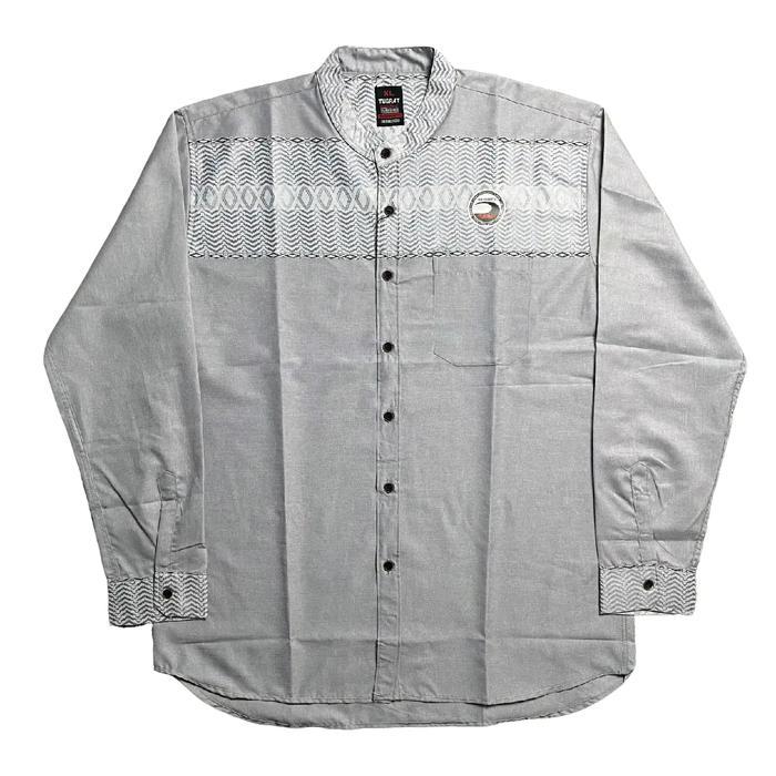 KEMEJA KOKO KATUN MADINAH MOTIF GRADASI PRIA POLIESTER KATUN MUSLIM KAIN LEMBUT PANJANG NYAMAN