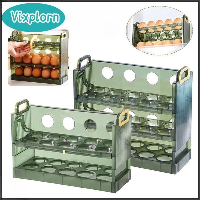 Vixplorn Tempat Telur Rak Telur 2-3 Susun Kotak Telur Rak Telur Kulkas Telur Pintu Kulkas Container