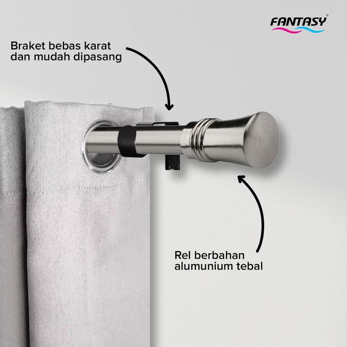 Fantasy Curtain Rod Batang Rel Gorden Jendela 60-250 cm Bahan Besi Adjustable Minimalis Fleksibel