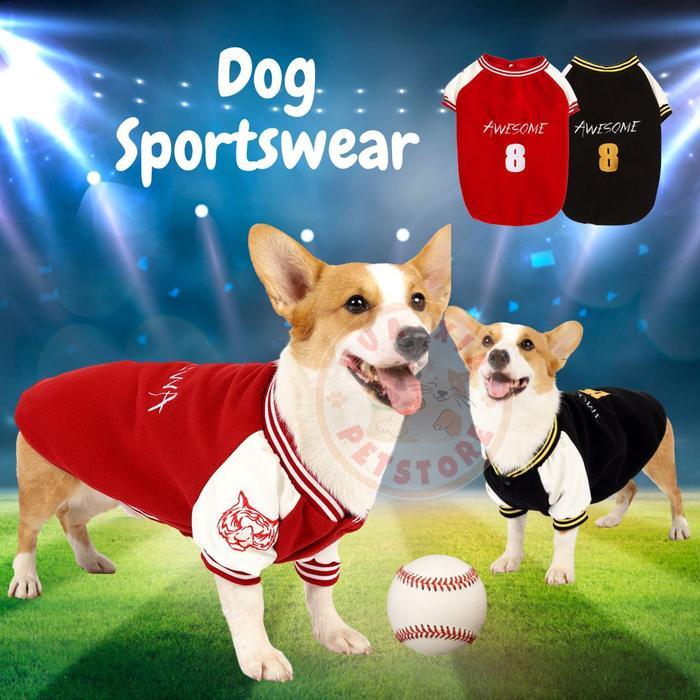 Baju Pakaian Anjing Besar Sports Sweater Jaket Baseball Dog Clothes BISA GRAB