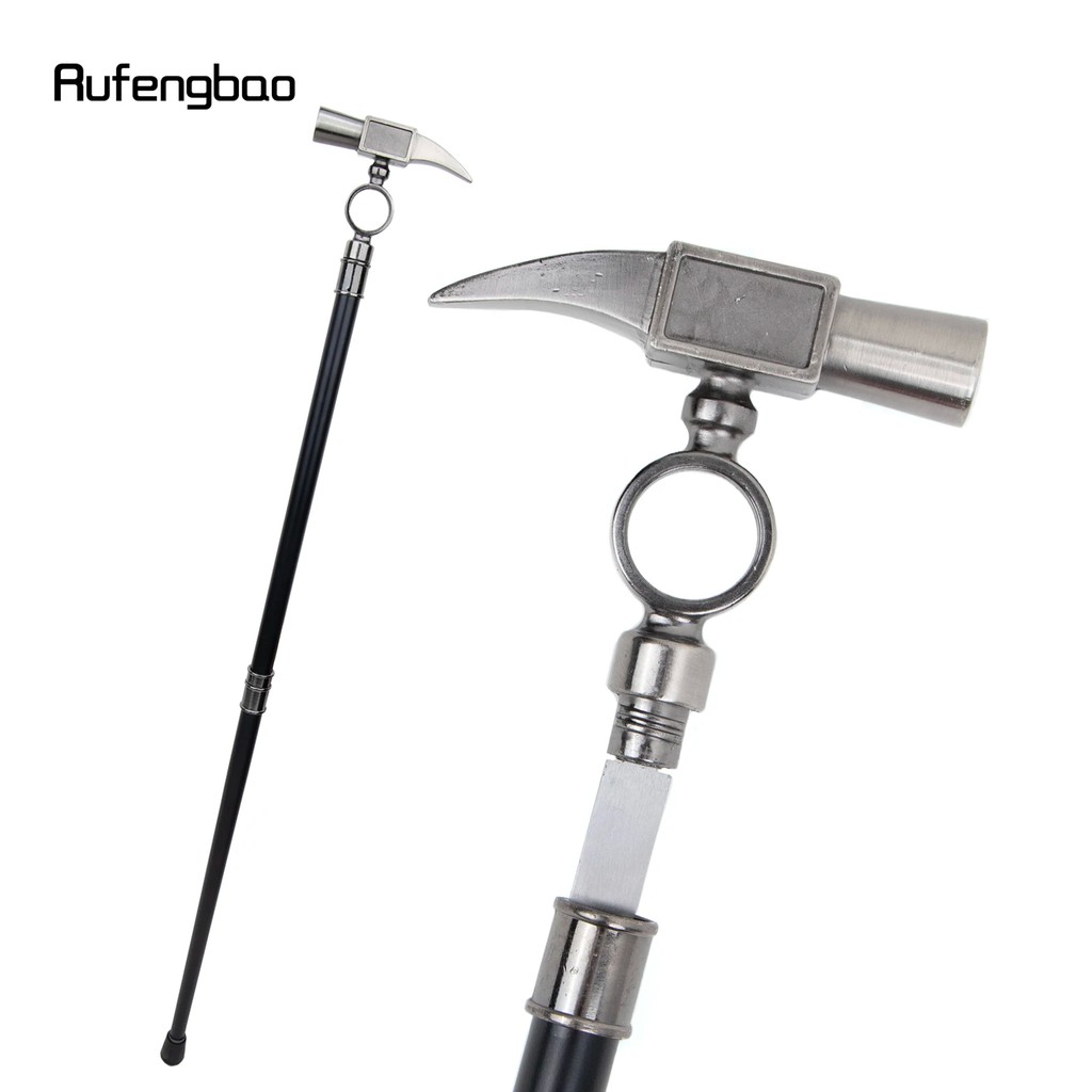 Big Hammer Walking Stick with 26cm Hidden Sword Self Defense Fashion Cane Sword Halloween Cosplay