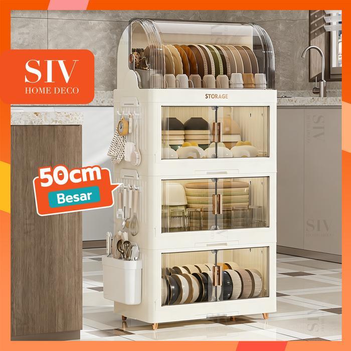 50cm BesarSIV Rak Piring Plastik Tertutup Rak Pengering Piring Lipat Rak Cuci Piring Rak Mangkok