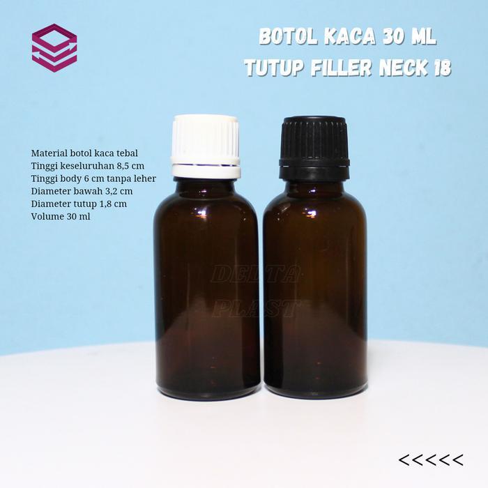 Botol Kaca Amber 30 ML - Tutup Filler