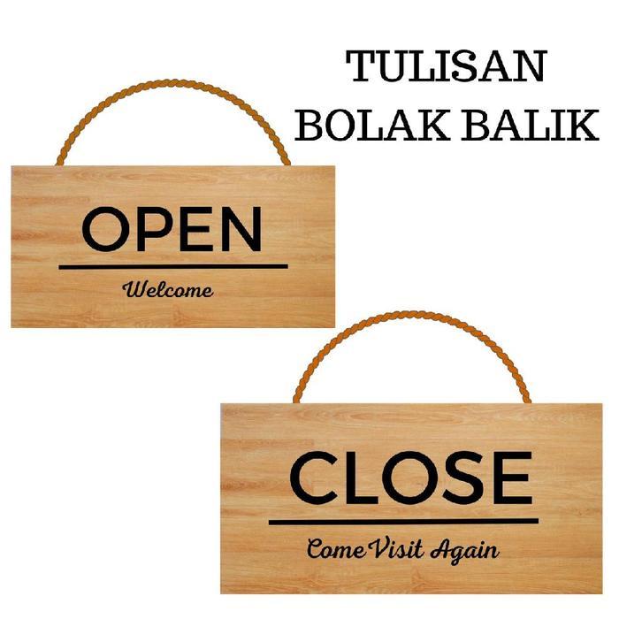 hiasan dinding tulisan buka tutup uk 15 x 30 cm bolak balik open close