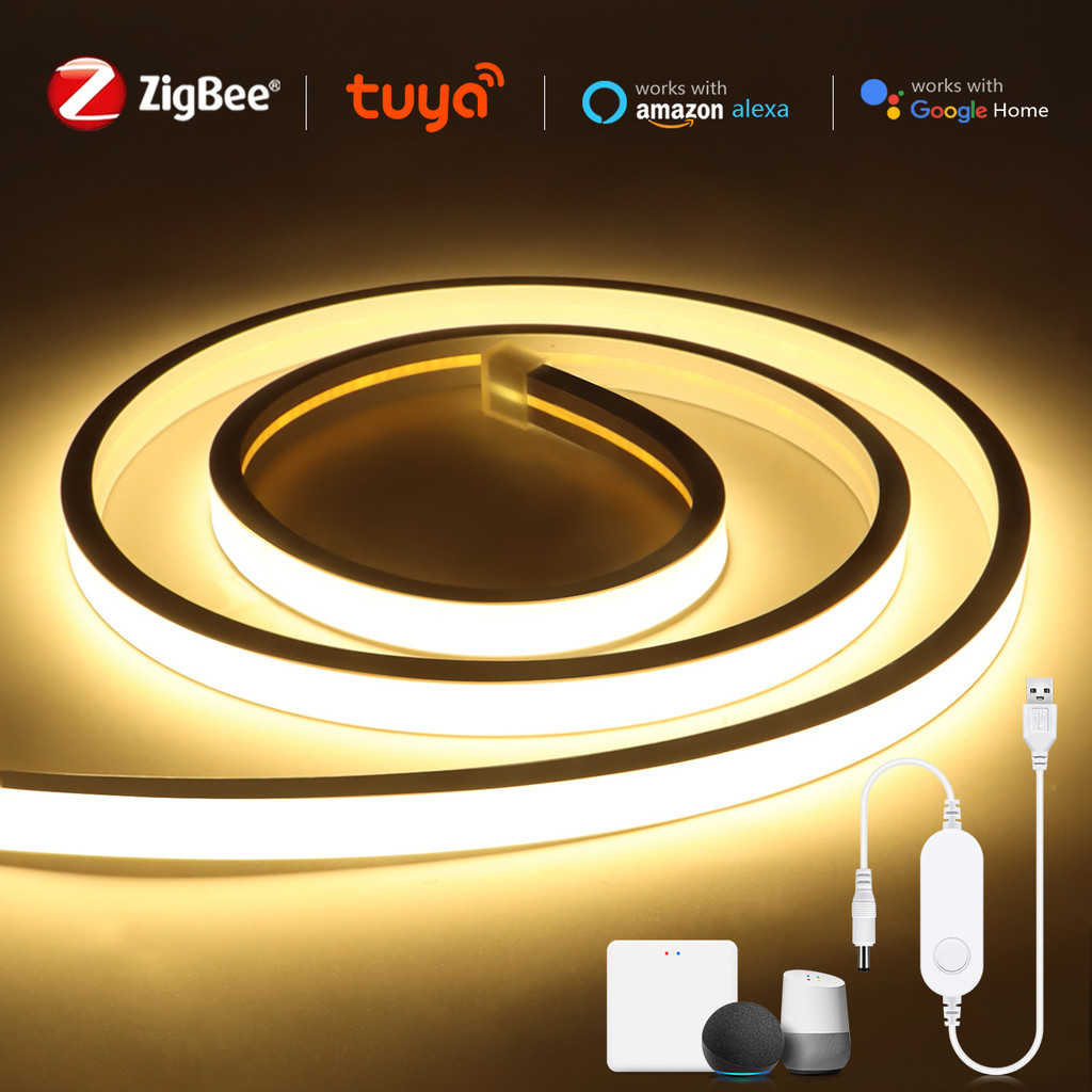 ZigBee Wifi COB LED Strip Smart Tuya Alexa Lights USB 5V Dimmable Neon LED Tape With LED Dimmer