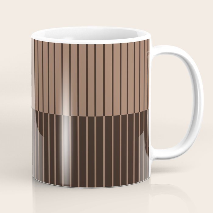 Mug Kopi Mocha Gelap XLI Garis Blok Warna