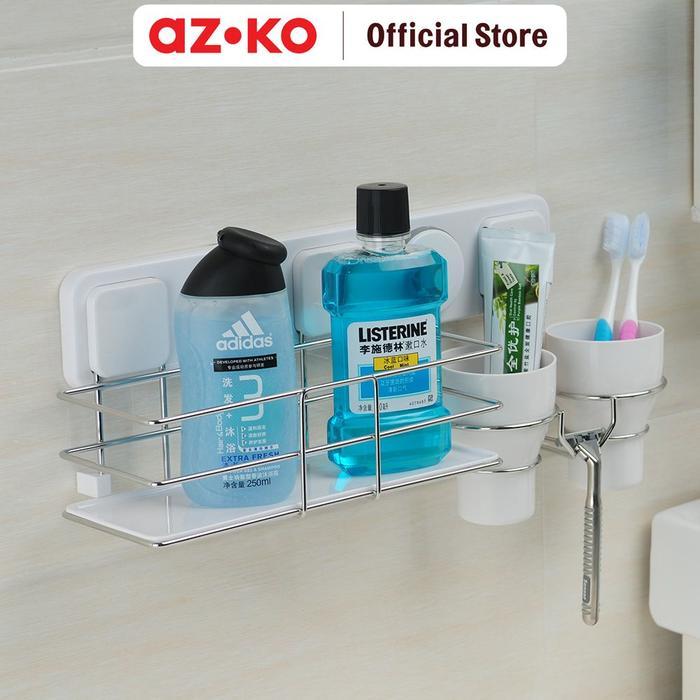 AZKO Stora Rak Dinding Kamar Mandi Rak Toilet Rak Kamar Mandi Rak Plastik Rak Sabun Kamar Mandi