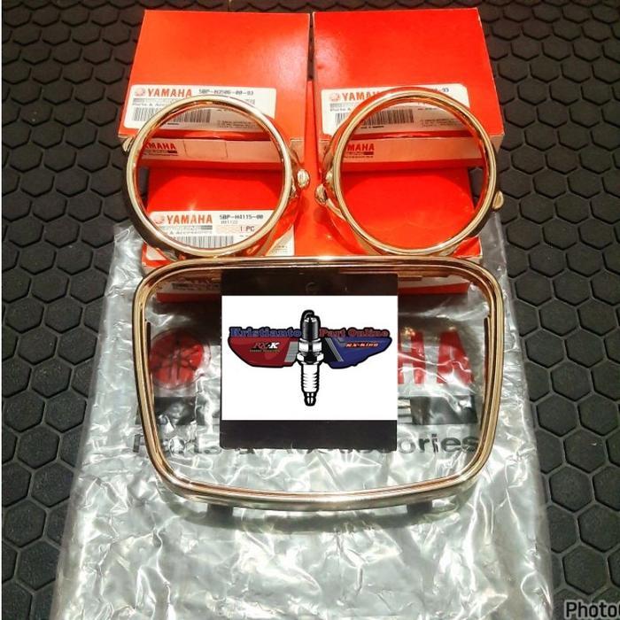 Laris 1 Set Ring Lampu Depan Oval Dan Ring Speedometer Spidometer Rxking Rx King New Se Gold