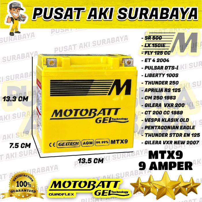 Asli Gel Motobatt Mtx9 9 Ah Accu Kering Mf Motor Suzuki Thunder 150 Thunder Aki Super Gel Motobatt