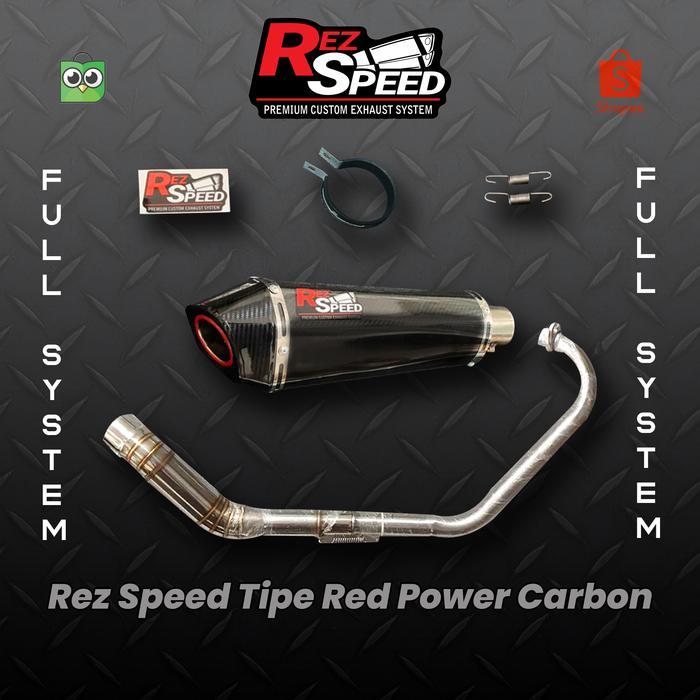 Knalpot Rez Speed Model Red Power Carbon Fullsystem 110-155Cc