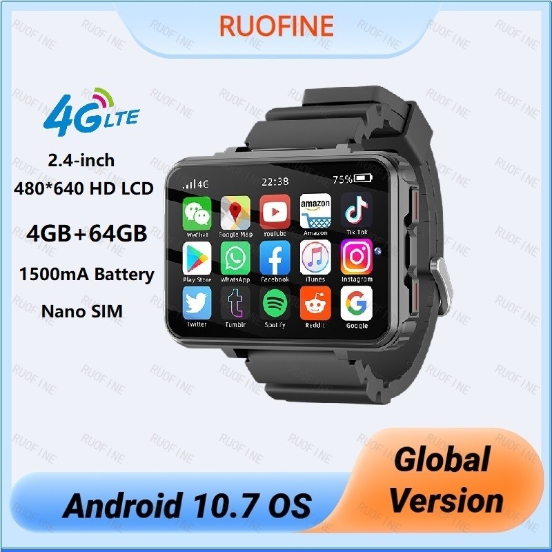 Smartwatch Android 4G LTE Layar 2.4 Inci dengan Kartu SIM