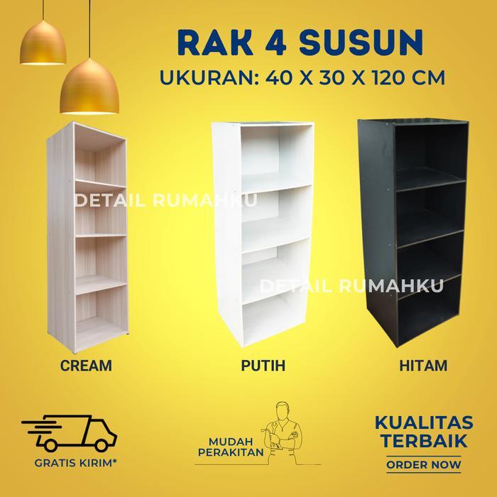 VRZ - RAK BUKU SERBAGUNA SUSUN 4 KAYU/RAK HELM/LEMARI FILLING TERMURAH