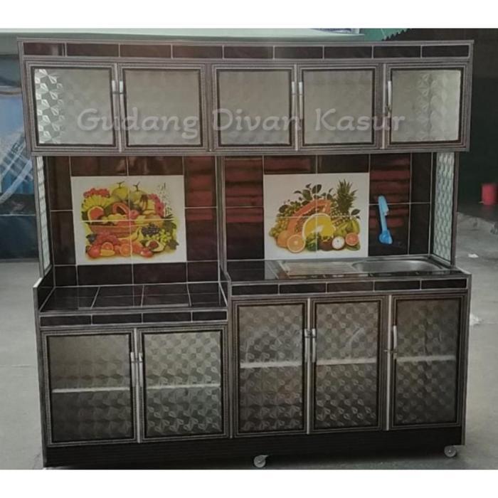 Rak Piring 5 Pintu Aluminium + Wastafel