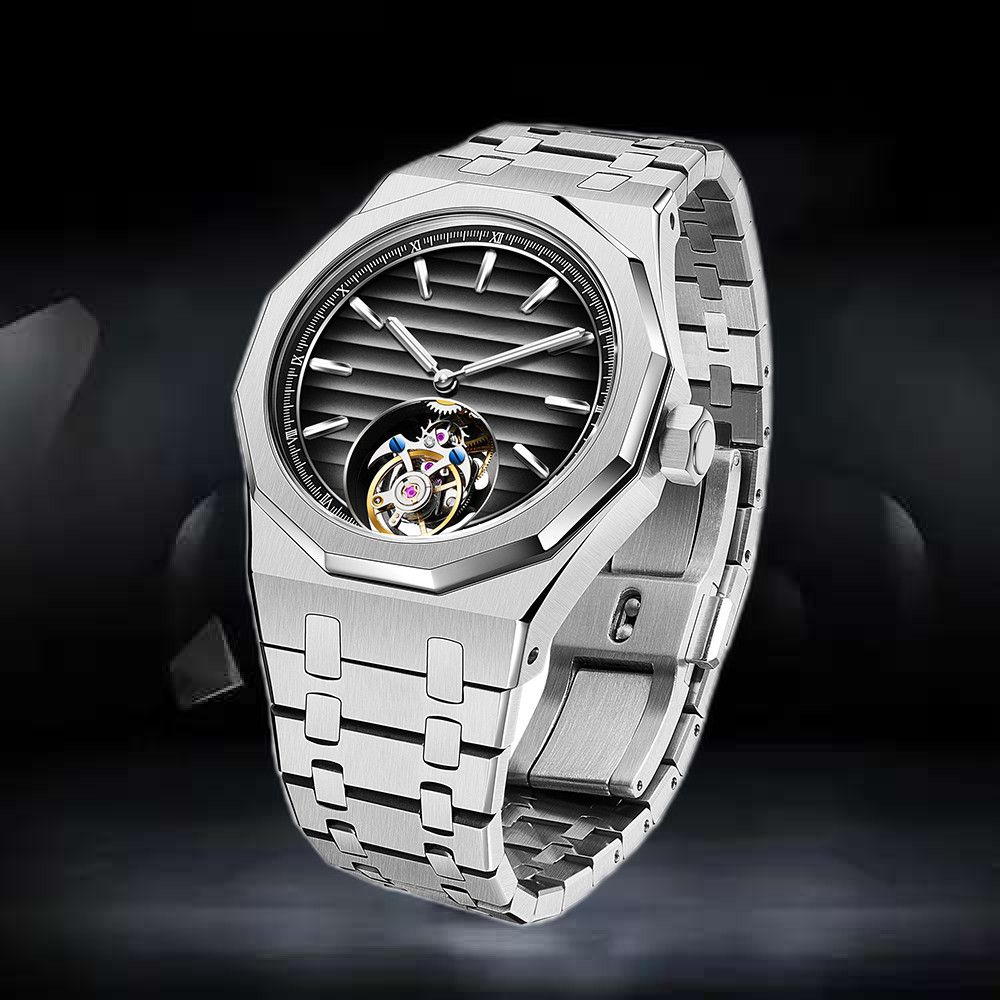 Raymondoya Men Flying Tourbillon Movement Mechanical Automatic Luxury Watches Wristwatches Skeleton