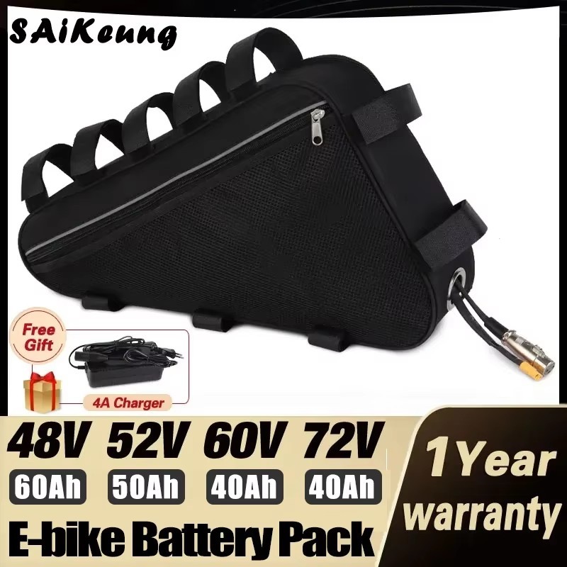 Electric Bike Triangle chamrider battery 48v 45ah 52V 72V 60V 30AH 35 40ah 50ah 60ah 100A BMS Huge