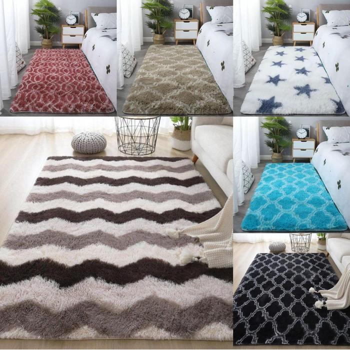 "New" Karpet Bulu Jumbo Motif & Ombre Uk 200 x 200cm/Karpet Bulu Lantai