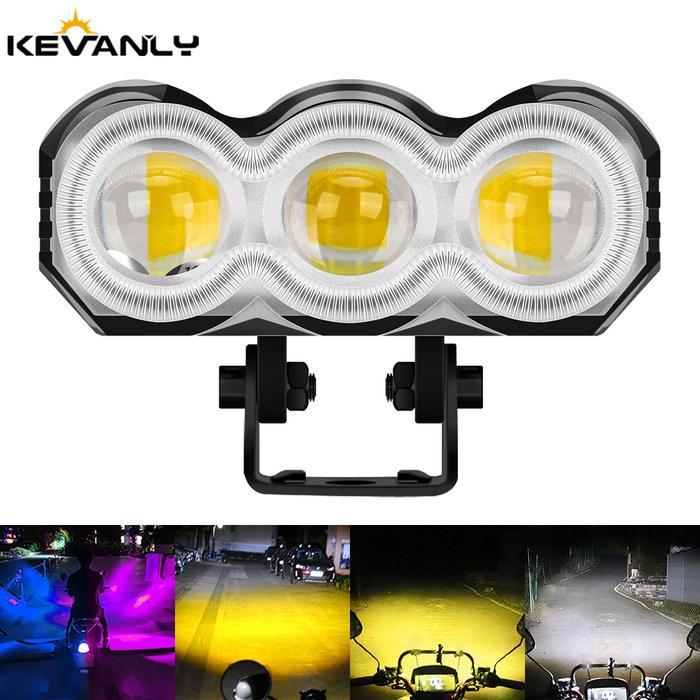 SUPER TERANG MOTOR LED LAMPU TEMBAK 3 MATA BENTUK WARNA LAMPU LED LAMPU DEPAN MOTOR 12 VOLT LAMPU