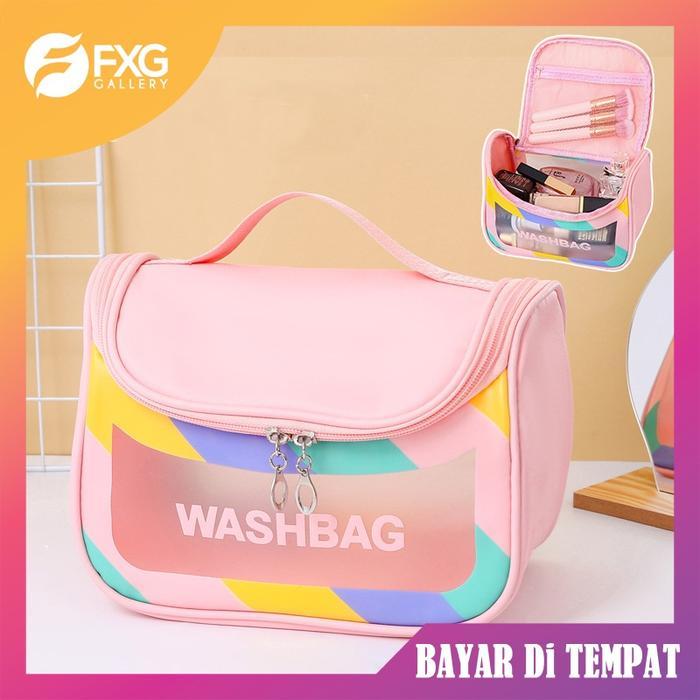 FXG - Tas Kosmetik Travel Premium WashBag Transparan Anti Air Pounch Make UP TK08