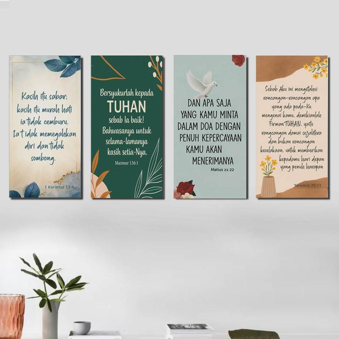 4 AYAT Alkitab Walldecor Kristen Pajangan Dinding untuk Rumah dan Gereja