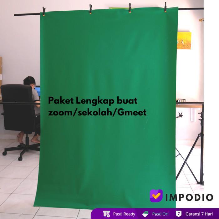 Termurah Stand Bentuk T + Background Impodio Hijau Muda/Tua Free Jepit 4Pcs