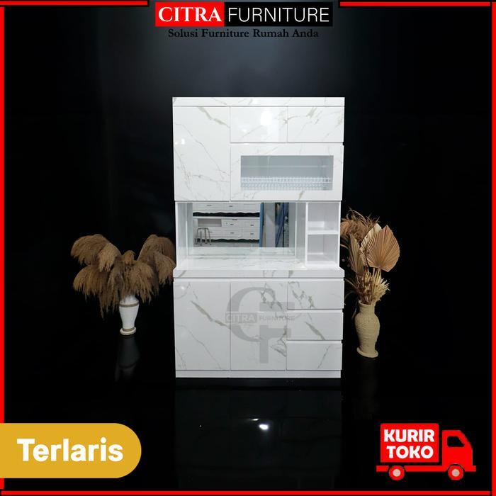Lemari Dapur Piring 3 Pintu Hidrolik HPL Kabinet Rak Piring Minimalis Kitchen set Duco