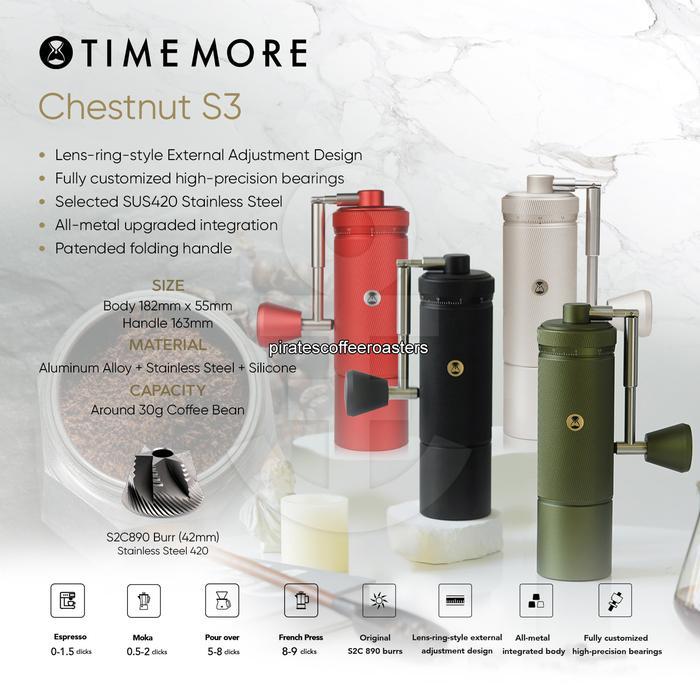 Timemore Chestnut S3 Manual Hand Coffee Grinder - Alat Giling Kopi