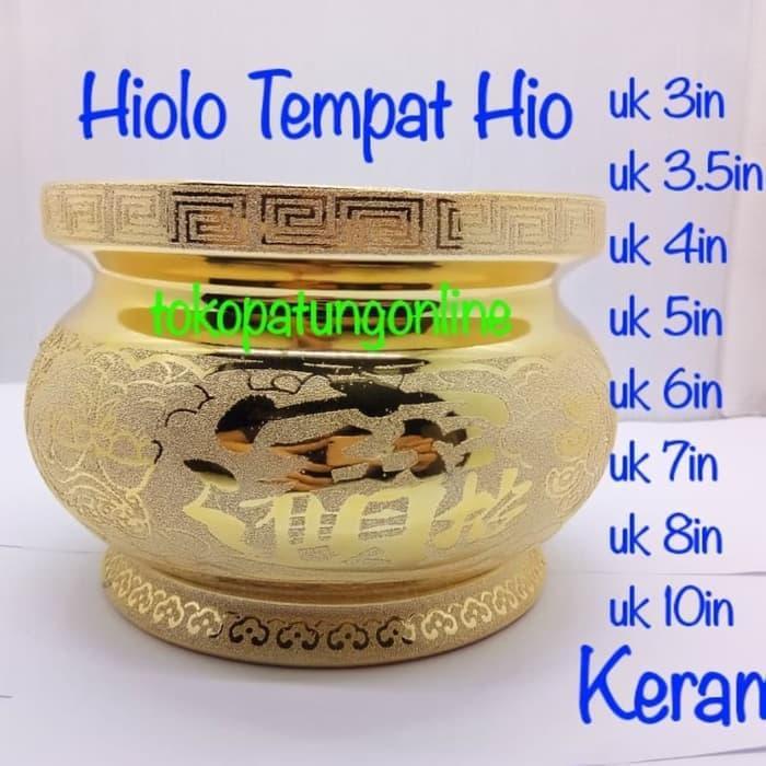 Hiolo Tempat Hio Keramik 8in Emas