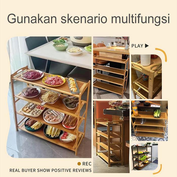 Lh-Rak Sepatu Susun Kayu Rak Bamboo Penyelenggara Rak Sandal Rak Sepatu Medan Rak Penyimpanan Lemari