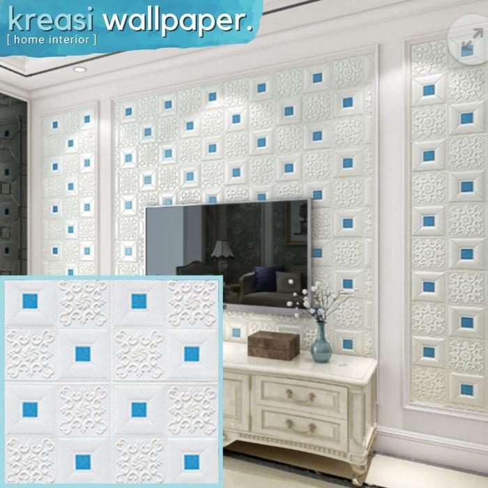 "New" Wallpaper Dinding 3D Foam Batik Klasik Sticker Plafon 70x70 cm