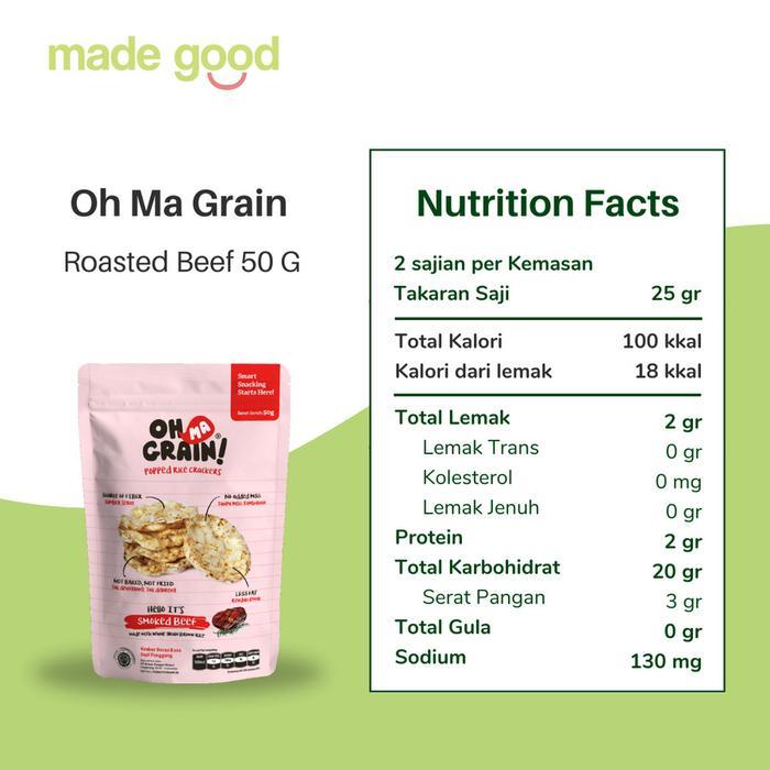 "New" Oh Ma Grain Rice Crackers 50gr - Snack Beras Sehat Halal Organik