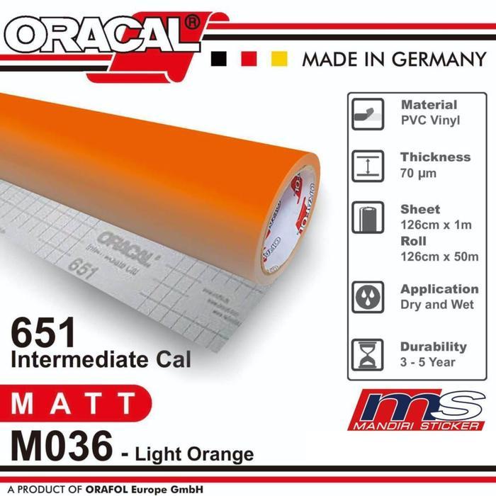 Promoo Sticker Oracal 651M - 036 Light Orange Matt Cutting Stiker (Meteran)